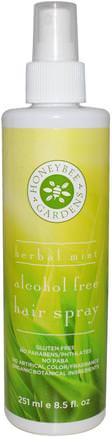 Alcohol Free Hair Spray, Herbal Mint, 8.5 fl oz (251 ml) by Honeybee Gardens-Bad, Skönhet, Hår, Hårbotten, Hårspray Naturligt