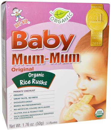 Baby Mum-Mum, Organic Rice Rusks, Original, 24 Rusks, 1.76 oz (50 g) by Hot Kid-Barns Hälsa, Babyfodring, Baby Snacks Och Fingermat, Kakor Med Barnkakor, Barnmat