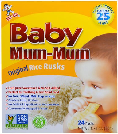 Baby Mum-Mum, Original Rice Rusks, 24 Rusks, 1.76 oz (50 g) Each by Hot Kid-Barns Hälsa, Babyfodring, Baby Snacks Och Fingermat, Kakor Med Barnkakor, Barnmat