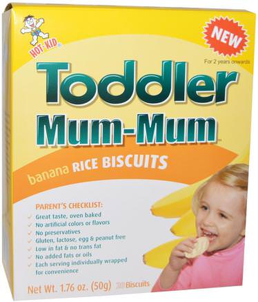 Toddler Mum-Mum, Banana Rice Biscuits, 20 Biscuits, 1.76 oz (50 g) by Hot Kid-Barns Hälsa, Babyfodring, Baby Snacks Och Fingermat, Kakor Med Barnkakor, Barnmat