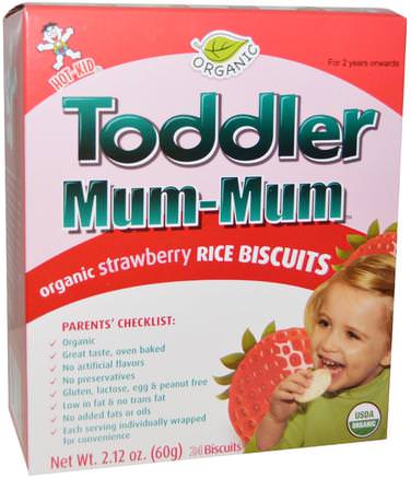 Toddler Mum-Mum, Organic Strawberry Rice Biscuits, 24 Biscuits, 2.12 oz (60 g) by Hot Kid-Barns Hälsa, Babyfodring, Baby Snacks Och Fingermat, Kakor Med Barnkakor, Barnmat