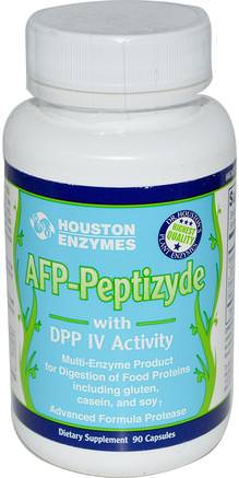 AFP-Peptizyde with DPP IV Activity, with Cellulose, 90 Capsules by Houston Enzymes-Kosttillskott, Matsmältningsenzymer