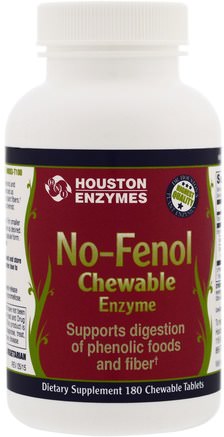 No-Fenol, Chewable, Multi-Enzyme, 180 Chewable Tablets by Houston Enzymes-Kosttillskott, Matsmältningsenzymer