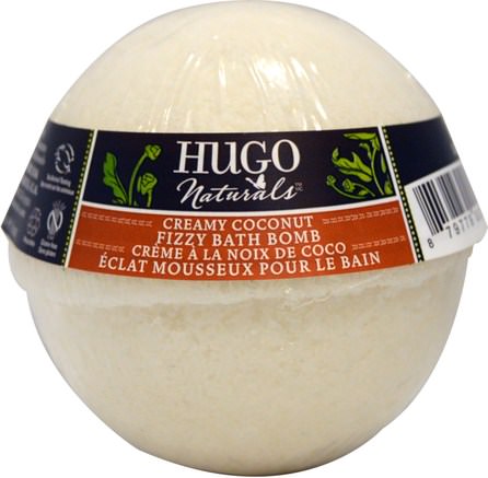 Fizzy Bath Bomb, Creamy Coconut, 6 oz (170 g) by Hugo Naturals-Bad, Skönhet, Badsalter