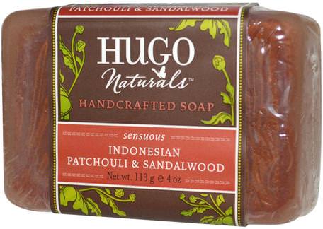 Handcrafted Soap, Indonesian Patchouli & Sandalwood, 4 oz (113 g) by Hugo Naturals-Bad, Skönhet, Tvål