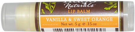 Lip Balm, Vanilla & Sweet Orange.15 oz (5 g) by Hugo Naturals-Bad, Skönhet, Läppvård, Läppbalsam
