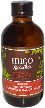 Massage & Body Oil, Indonesian Patchouli & Sandalwood, 4 oz (118 ml) by Hugo Naturals-Hälsa, Hud, Bad, Skönhetsoljor, Kroppsvårdoljor, Massageolja