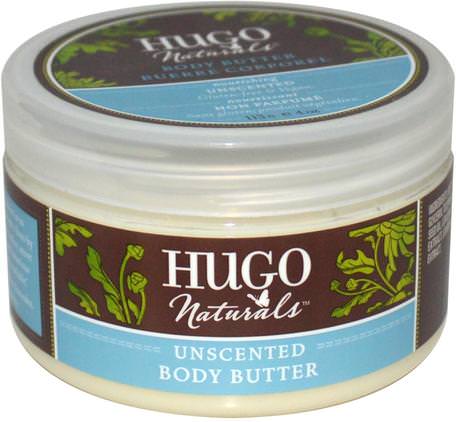 Unscented Body Butter, 4 oz (113 g) by Hugo Naturals-Hälsa, Hud, Kroppsbrännare, Bad, Skönhet, Sheasmör