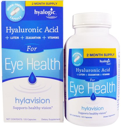 Hyaluronic Acid, 120 Capsules by Hyalogic Hylavision-Hälsa, Kvinnor, Anti-Åldrande, Hyaluron