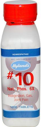 #10, Nat. Phos. 6X, 1000 Tablets by Hylands-Kosttillskott, Homeopati, Ben, Osteoporos, Gemensam Hälsa