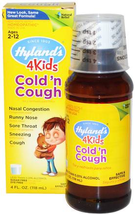 4 Kids Cold n Cough, 4 fl oz (118 ml) by Hylands-Barns Hälsa, Kall Influensav Hosta, Homeopati Hosta Kall Och Influensa