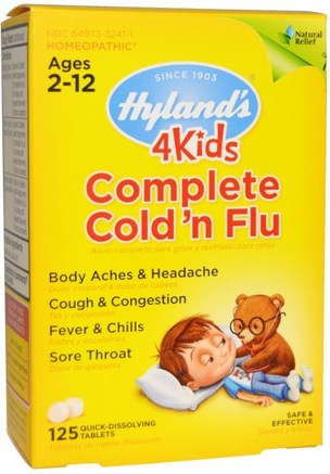 4Kids Complete Cold n Flu, Ages 2-12, 125 Quick-Dissolving Tablets by Hylands-Barns Hälsa, Kall Influensav Hosta, Homeopati Hosta Kall Och Influensa