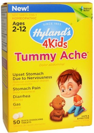 4Kids, Tummy Ache, 50 Tablets by Hylands-Barns Hälsa, Kall Influensa Hosta