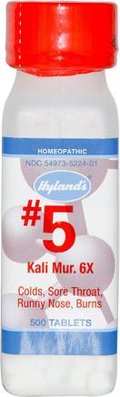 #5 Kali Mur. 6X, 500 Tablets by Hylands-Kosttillskott, Homeopati, Kall Influensa Och Viral, Kall Och Influensa