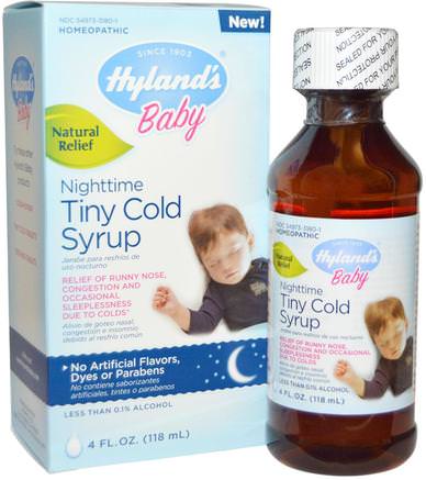 Baby, Nighttime Tiny Cold Syrup, 4 fl oz (118 ml) by Hylands-Barns Hälsa, Bebis, Spädbarnstillskott, Homeopati