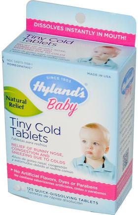 Baby, Tiny Cold Tablets, 125 Quick-Dissolving Tablets by Hylands-Barns Hälsa, Bebis, Spädbarnstillskott, Homeopati