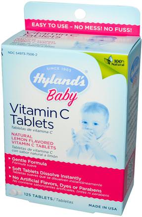 Baby, Vitamin C Tablets, Natural Lemon Flavored, 125 Tablets by Hylands-Barns Hälsa, Bebis, Spädbarnsuppskott, Vitamin C, C-Vitamin Tuggbar