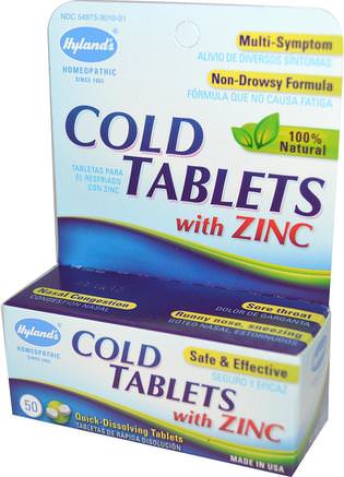 Cold Tablets with Zinc, 50 Tablets by Hylands-Hälsa, Kall Influensa Och Virus, Kall Och Influensa, Kosttillskott, Homeopati Hosta Kyla Och Influensa