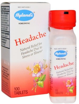 Headache, 100 Tablets by Hylands-Hälsa, Huvudvärk, Kosttillskott, Homeopati Smärtlindring