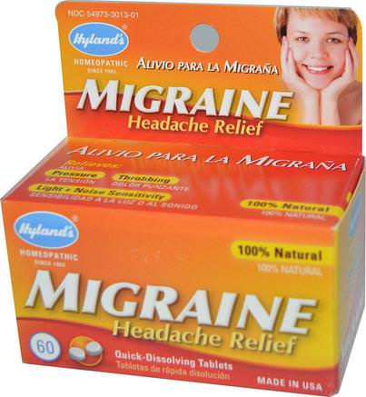 Migraine Headache Relief, 60 Tablets by Hylands-Hälsa, Huvudvärk, Anti Smärta