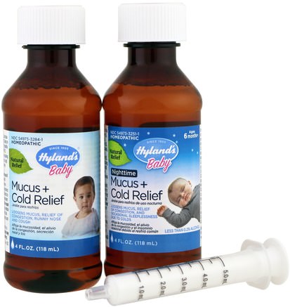 Mucus + Cold Relief, Day & Night Value Pack, Ages 6 Months+, 4 fl oz (118 ml) Each by Hylands-Kosttillskott, Homeopati, Barns Hälsa