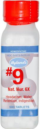 #9 Nat. Mur. 6X, 500 Tablets by Hylands-Kosttillskott, Homeopati, Hälsa, Huvudvärk