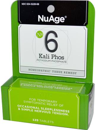 NuAge, No 6 Kali Phos, Potassium Phosphate, 125 Tablets by Hylands-Kosttillskott, Sömn