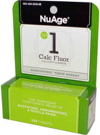 NuAge, No 1 Calc Fluor (Calcium Fluoride), 125 Tablets by Hylands-Hälsa, Ryggsmärta, Hemorrojder, Hemorrojder