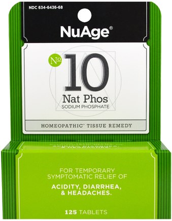 NuAge, No 10 Nat Phos, Sodium Phosphate, 125 Tablets by Hylands-Hälsa, Huvudvärk, Diarré