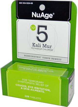 NuAge, No 5 Kali Mur Potassium Chloride, 125 Tablets by Hylands-Hälsa, Homeopati Hosta Kall Och Influensa