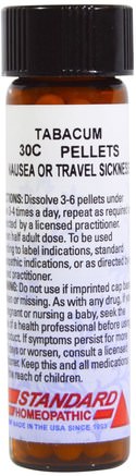 Standard Homeopathic, Tabacum, Nausea or Travel Sickness, 30C, 160 Pellets by Hylands-Hälsa