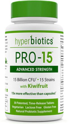 PRO-15, Advanced Strength, 15 Billion CFU, 30 Time-Release Tablets by Hyperbiotics-Kosttillskott, Probiotika, Stabiliserade Probiotika