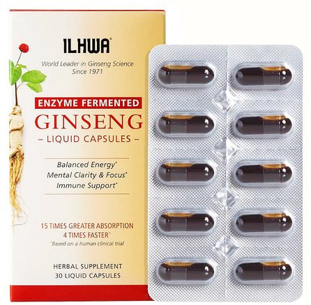 Enzyme Fermented, Ginseng, 30 Liquid Capsules by Ilhwa-Kosttillskott, Adaptogen, Kall Influensa Och Viral, Ginseng Koreanska