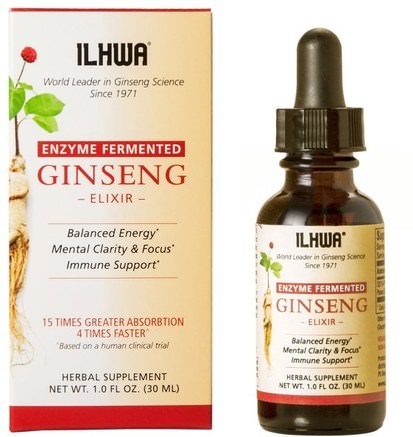 Ginseng, Elixir, Enzyme Fermented, 1 fl oz (30 ml) by Ilhwa-Kosttillskott, Adaptogen, Kall Influensa Och Viral, Ginseng Koreanska