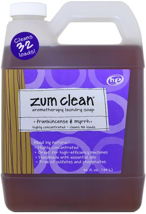 Zum Clean, Aromatherapy Laundry Soap, Frankincense & Myrrh, 32 fl oz (.94 l) by Indigo Wild-Hem, Tvättmedel, Barnhälsa, Barntvättmedel