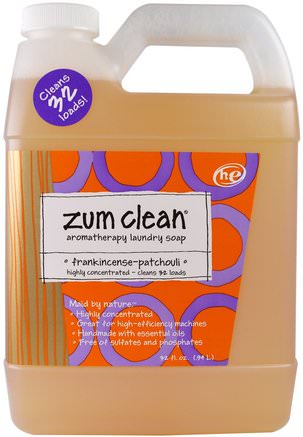 Zum Clean, Aromatherapy Laundry Soap, Frankincense & Patchouli, 32 fl oz by Indigo Wild-Hem, Tvättmedel
