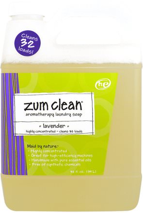 Zum Clean, Aromatherapy Laundry Soap, Lavender, 32 fl oz (.94 L) by Indigo Wild-Hem, Tvättmedel, Barnhälsa, Barntvättmedel