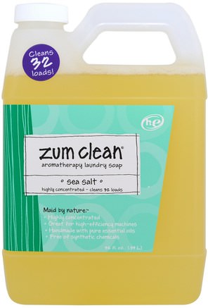 Zum Clean, Aromatherapy Laundry Soap, Sea Salt, 32 fl oz (.94 L) by Indigo Wild-Hem, Tvättmedel, Barnhälsa, Barntvättmedel