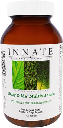 Baby & Me Multivitamin, 120 Tablets by Innate Response Formulas-Vitaminer, Prenatala Multivitaminer, Kvinnor