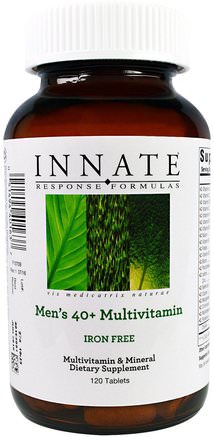 Mens 40+ Multivitamins, Iron Free, 120 Tablets by Innate Response Formulas-Vitaminer, Män Multivitaminer, Män