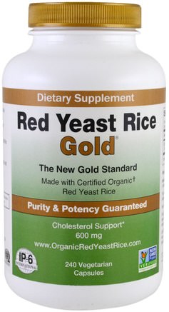 Red Yeast Rice, Gold, 600 mg, 240 Vegetarian Capsules by IP-6 International-Kosttillskott, Rött Jästris