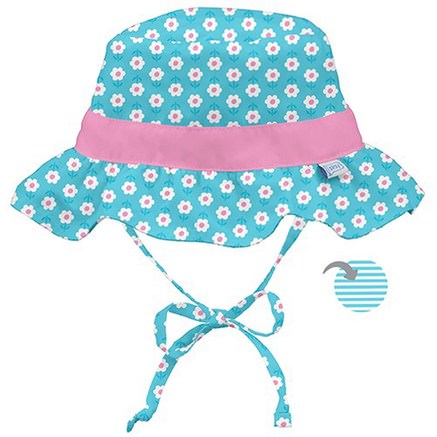 9-18 Months, Aqua Daisy by iPlay Classic Reversible Ruffle Bucket Sun Protection Hat-Barns Hälsa, Bebis, Barn, Iplay Solglasögon