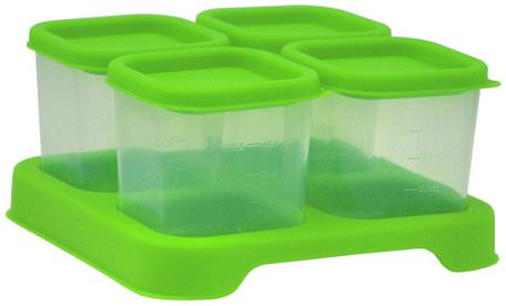 Fresh Baby Food Unbreakable Cubes, Green Set, 4 Pack- 4 oz (118ml) Each by iPlay Green Sprouts-Barns Hälsa, Barnmat