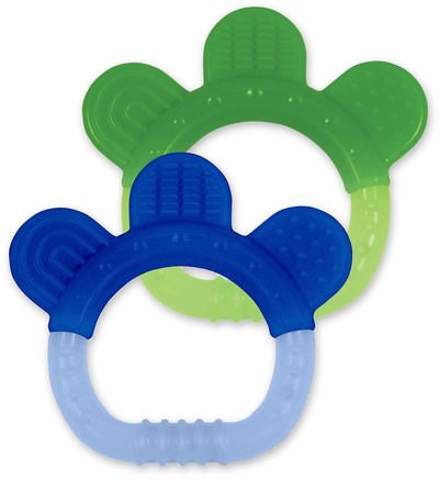 Silicone Teether, 3+ Months, Blue & Green Set, 2 Pack by iPlay Green Sprouts-Barns Hälsa, Barnleksaker, Barnleksaker