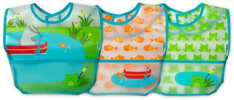Wipe-Off Bibs, 9-18 Months, Aqua Pond Set, 3 Pack by iPlay Green Sprouts-Barns Hälsa, Barnmat