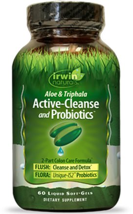 Aloe & Triphala Active-Cleanse and Probiotics, 60 Liquid Soft-Gels by Irwin Naturals-Hälsa, Detox, Kolon Rensa