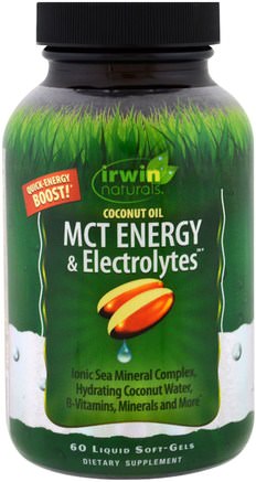 Coconut Oil, MCT Energy & Electrolytes, 60 Liquid Soft-Gels by Irwin Naturals-Hälsa, Energi, Mct Olja, Mat, Keto Vänlig