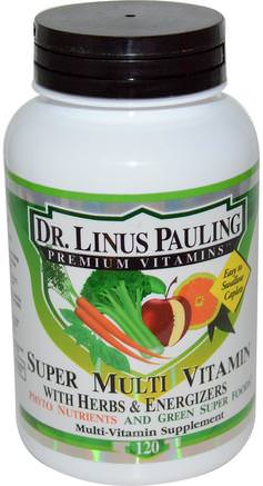 Dr. Linus Pauling, Super Multi Vitamin, with Herbs & Energizers, 120 Caplets by Irwin Naturals-Vitaminer, Multivitaminer, Flera Örter