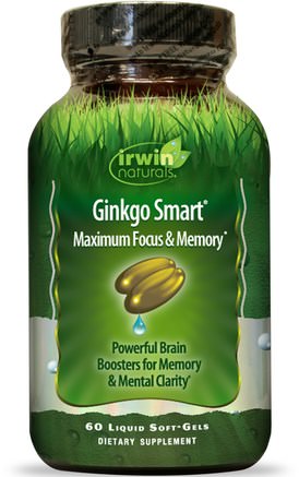 Ginkgo Smart, Maximum Focus & Memory, 60 Liquid Soft-Gels by Irwin Naturals-Hälsa, Uppmärksamhet Underskott Störning, Lägg Till, Adhd, Hjärna, Vinpocetine, Minne