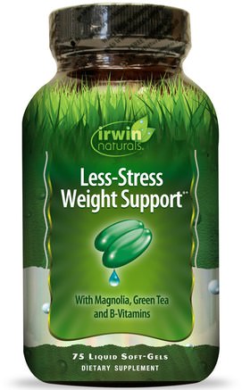 Less-Stress Weight Support, 75 Liquid Soft-Gels by Irwin Naturals-Viktminskning, Kost, Kortisol, Hälsa